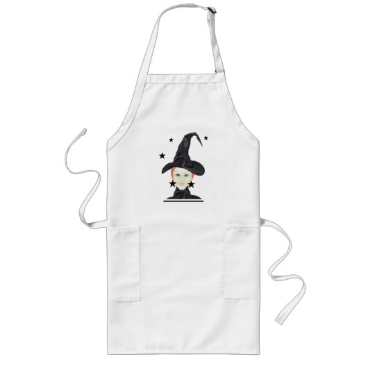 Rote Haare Grüne mit Augen Hexe mit Schwarzen Ster Lange Schürze (Vorne)