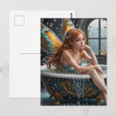 Rote Haare in einer Blase Bad Postkarte (Vorne/Hinten)