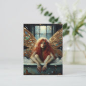 Rote Haare in einer Blase Bad Postkarte (Stehend Vorderseite)