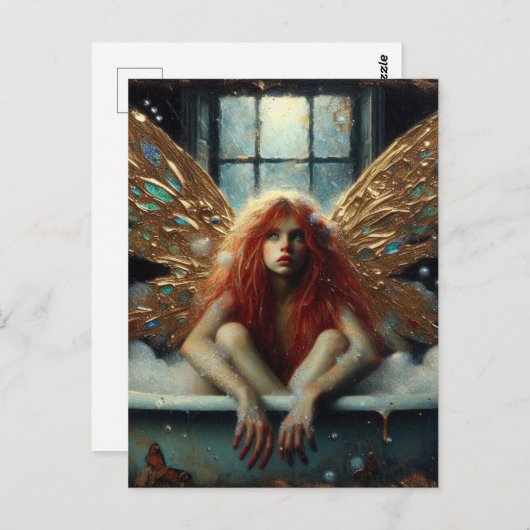 Rote Haare in einer Blase Bad Postkarte (Vorne/Hinten)