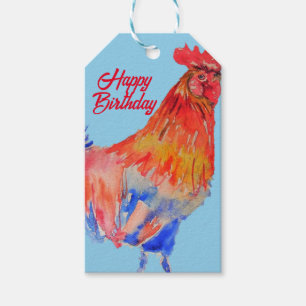 Rote Hahn Aquarellmalerei Kunst Huhn Geschenkanhänger