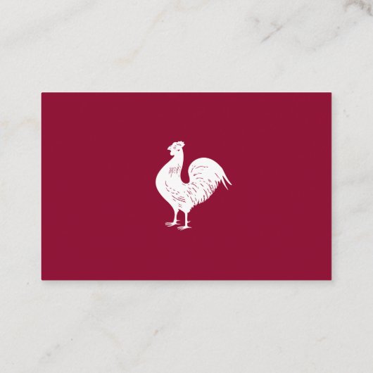 Rote Hahn-Geflügelfarm oder Restaurant Visitenkarte (Rückseite)