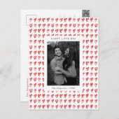Rote Hand Drawn Hearts Valentinstag Fotokarte Postkarte (Vorne/Hinten)