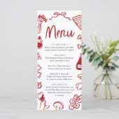 Rote Hand Drawn Italienische Pizza Pasta Wein Menükarte (Stehend Vorderseite)