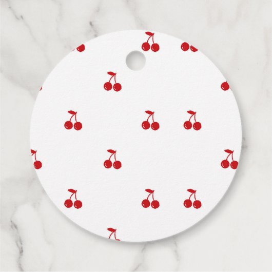 Rote Hand gezeichnete Kirsche auf dem höchsten Geb Geschenkanhänger (Rückseite)
