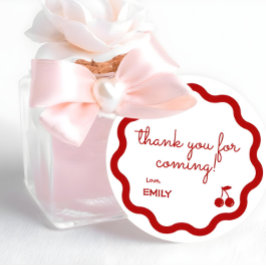 Rote Hand gezeichnete Kirsche auf dem höchsten Geb Geschenkanhänger