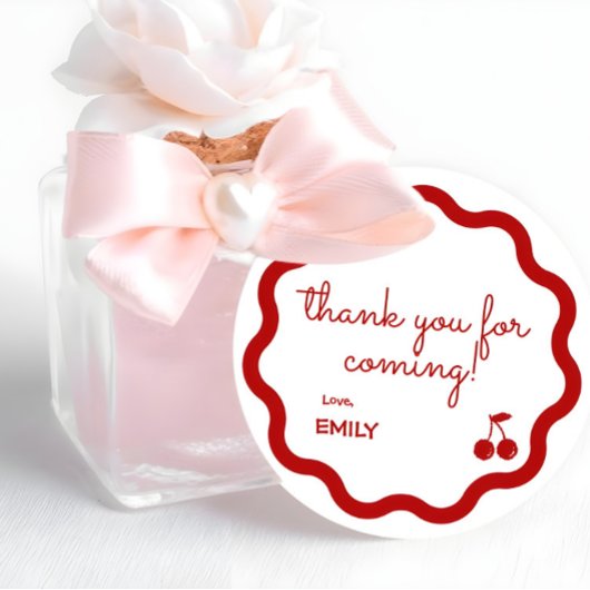 Rote Hand gezeichnete Kirsche auf dem höchsten Geb Geschenkanhänger