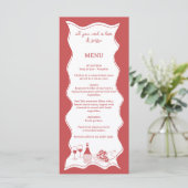 Rote Hand Italienische Pizza Brautparty Menükarte (Stehend Vorderseite)