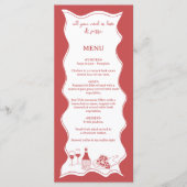 Rote Hand Italienische Pizza Brautparty Menükarte (Vorderseite)