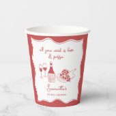 Rote Hand Italienische Pizza Brautparty Pappbecher (Vorderseite)