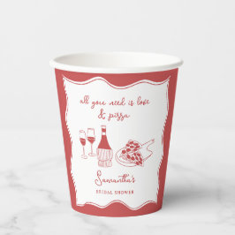 Rote Hand Italienische Pizza Brautparty Pappbecher