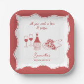 Rote Hand Italienische Pizza Brautparty Pappteller (Vorderseite)