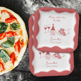Rote Hand Italienische Pizza Brautparty Pappteller