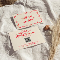 Rote Hand schrieb quirky moderne Bow QR Code Hochz