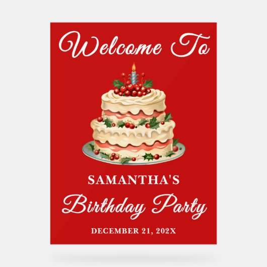 Rote handgeschriebene Skriptschrift Weihnachten Ge Acrylschild (Vorderseite)