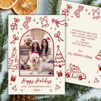 Rote handgezeichnete Doodle-Bogen-Foto-Weihnachtsf