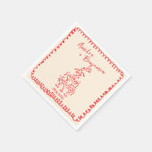 rote handgezeichnete Herz whimsical Hochzeit Serviette (Ecke)