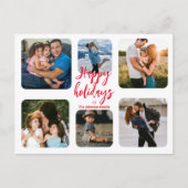 Rote Handschrift 6 Fotos Collage Happy Ferien Postkarte (Vorderseite)