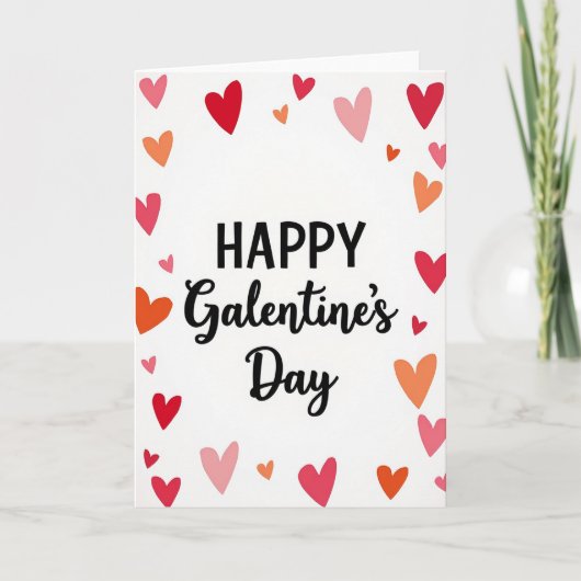 Rote Happy Galentines Day Karte (Vorderseite)