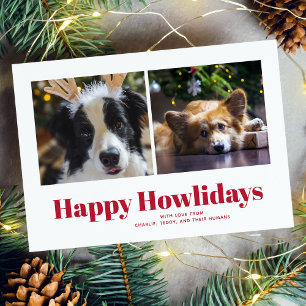 Rote "Happy Howlidays" Von den Hunden Feiertagskarte