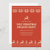 Rote hässliche Strickjacke-Party Einladungen (Vorne/Hinten)