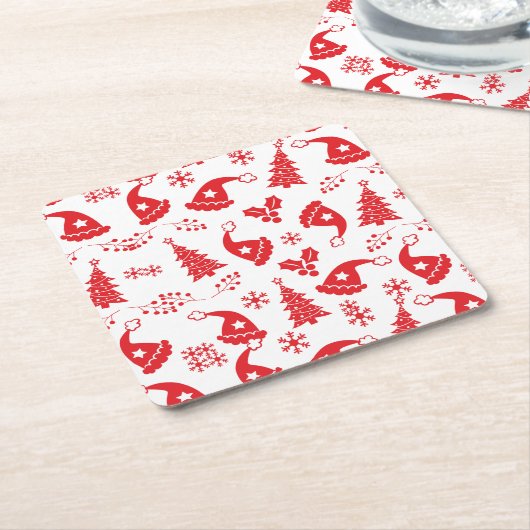 Rote Hats und Holly Rechteckiger Pappuntersetzer (angewinkelt)