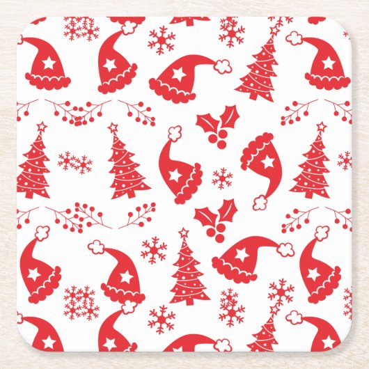 Rote Hats und Holly Rechteckiger Pappuntersetzer (Vorderseite)