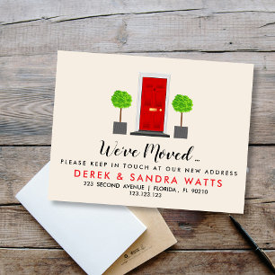 rote Haustür Änderung der Adresse, die wir umgezog Ankündigungspostkarte
