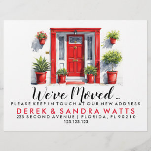 rote Haustür Änderung der Adresse, die wir umgezog Flyer