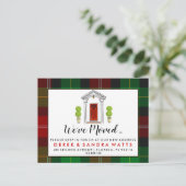 Rote Haustür Änderung der Adresse, die wir verscho Ankündigungspostkarte (Stehend Vorderseite)