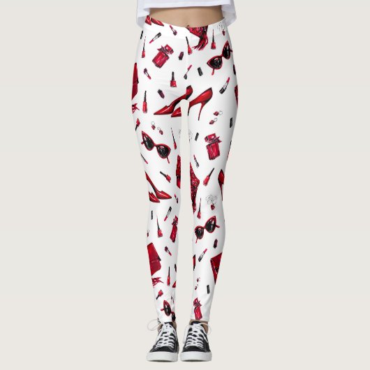 Rote Heelse, Modeaccessoires Muster. Leggings (Vorderseite)