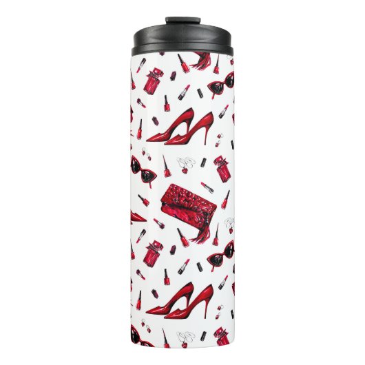 Rote Heelse, Modeaccessoires Muster. Thermosbecher (Vorderseite)