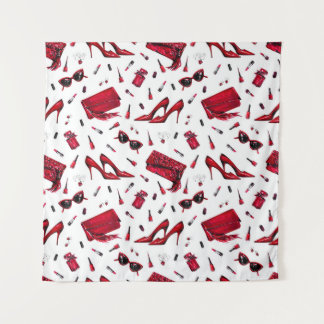 Rote Heelse, Modeaccessoires Muster. Wandteppich