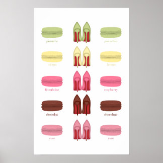 Rote Heelse Stilettos und MACARONS-FLAVOS Poster