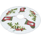 Rote Heilige Berge und Schneemann Weihnachtszeit S Polyester Weihnachtsbaumdecke (Schrägansicht)