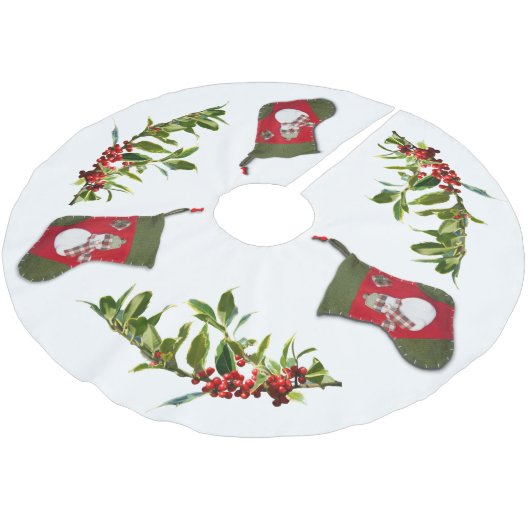 Rote Heilige Berge und Schneemann Weihnachtszeit S Polyester Weihnachtsbaumdecke (Schrägansicht)