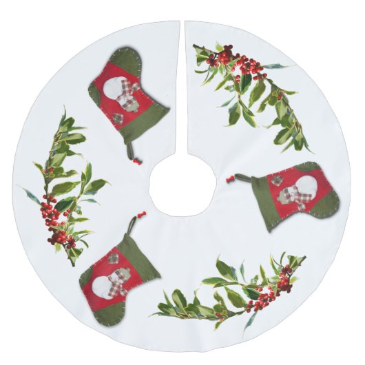 Rote Heilige Berge und Schneemann Weihnachtszeit S Polyester Weihnachtsbaumdecke (Vorderseite)