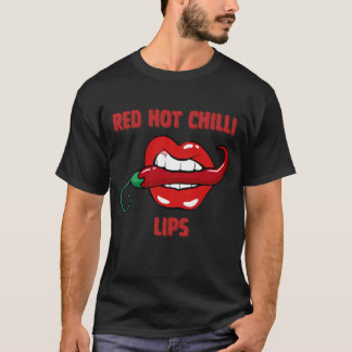 Rote Heiß-Chilli-Lippen T-Shirt