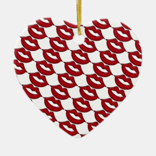 Rote heiße Lippen Herz geformt Ornament