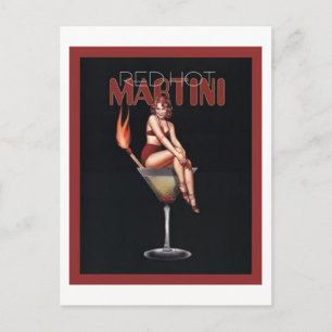 Rote Heiße Martini Postkarte