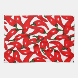 Rote heiße Paprika scharf  Geschirrtuch