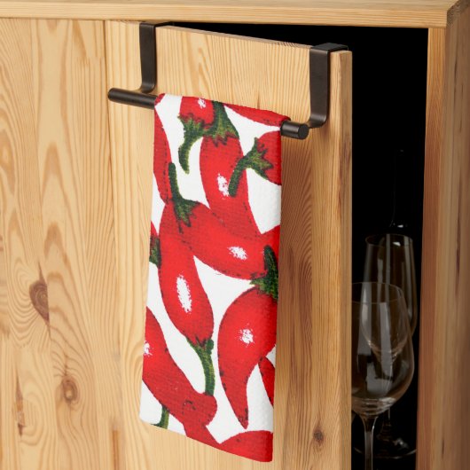Rote heiße Paprika scharf  Geschirrtuch (Drittel gefaltet)