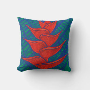 Rote Heliconia Tropische Blume Abstrakte Blumenpra Kissen