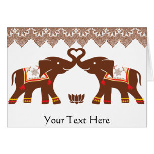 Rote Hennastrauch-Elefant-Liebe-Karte