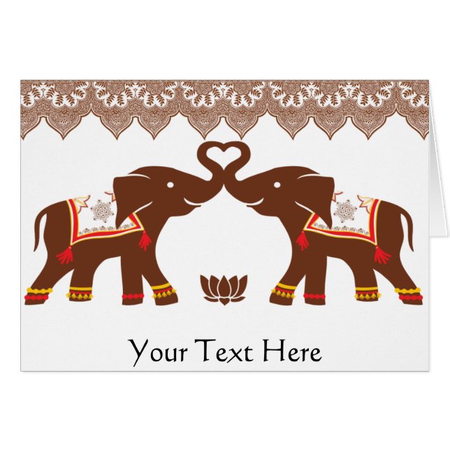 Rote Hennastrauch-Elefant-Liebe-Karte (Vorderseite (Horizontal))