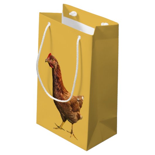 Rote Henne-Huhn-Geschenk-Tasche Kleine Geschenktüte (Rückseite Schrägansicht)