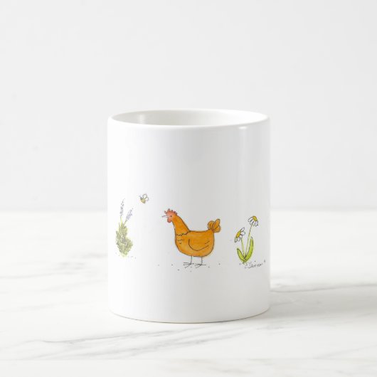 Rote Henne im Garten Kaffeetasse (Mittel)