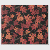 Rote Herbst-Ahornblätter auf Schwarz Geschenkpapier (Flach)