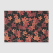 Rote Herbst-Ahornblätter auf Schwarz Seidenpapier (Vorderseite)
