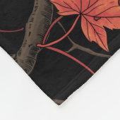 Rote Herbstahornblätter auf Schwarz Fleecedecke (Ecke)